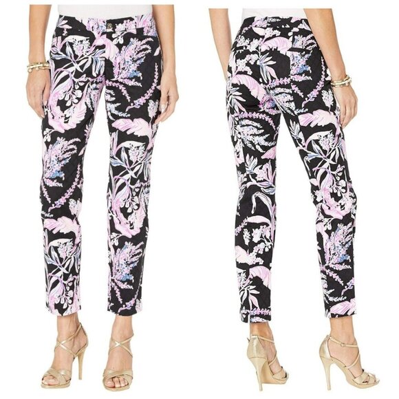 Lilly Pulitzer Kelly Skinny Ankle Pants in Onyx Wild Within Size 00 - Picture 1 of 8
